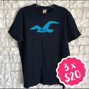 (3x$20) 🌀Hollister Logo Tee Navy Blue- Size L 🌀